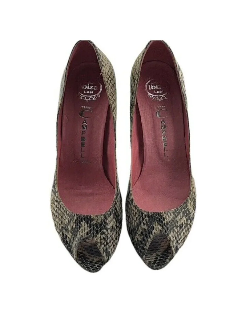 Jeffrey Campbell Snake Print Peep Toe Heels Size 7.5
